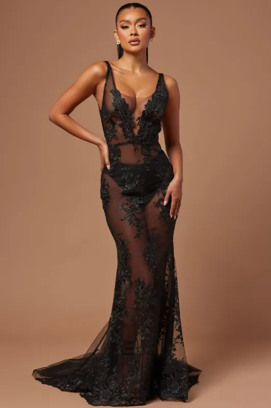 Clarice Lace Gown - Black sold by Fashion Nova