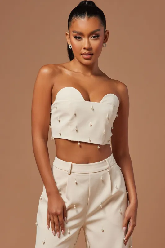 Rayah Embellished Corset Top - Champagne sold by Fashion Nova