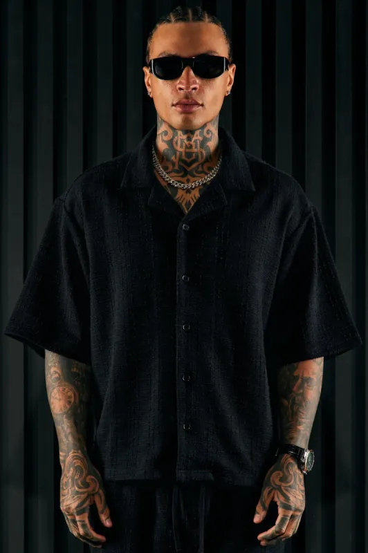 Jordan Textured Button Up Shirt - Black sold by Fashion Nova