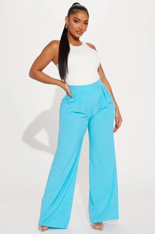 Just Having Fun Wide Leg Pant - Turquoise sold by Fashion Nova