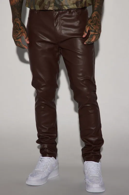 Your Favorite Faux Leather Skinny Pants - Dark Brown sold by Fashion Nova