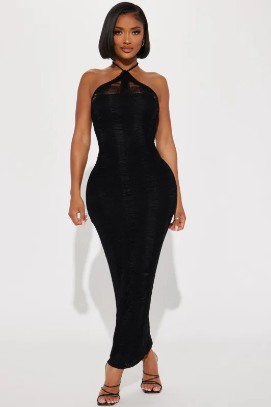 Demi Crochet Maxi Dress - Black sold by Fashion Nova