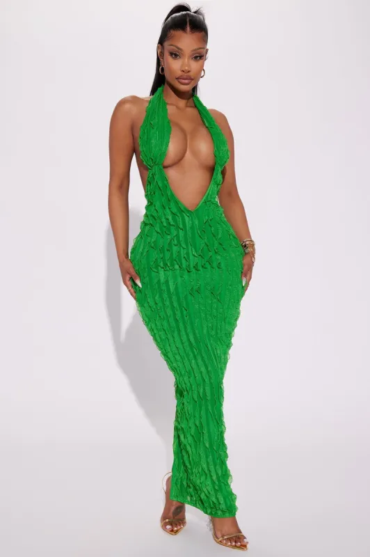 Ivy Textured Maxi Dress - Green sold by Fashion Nova