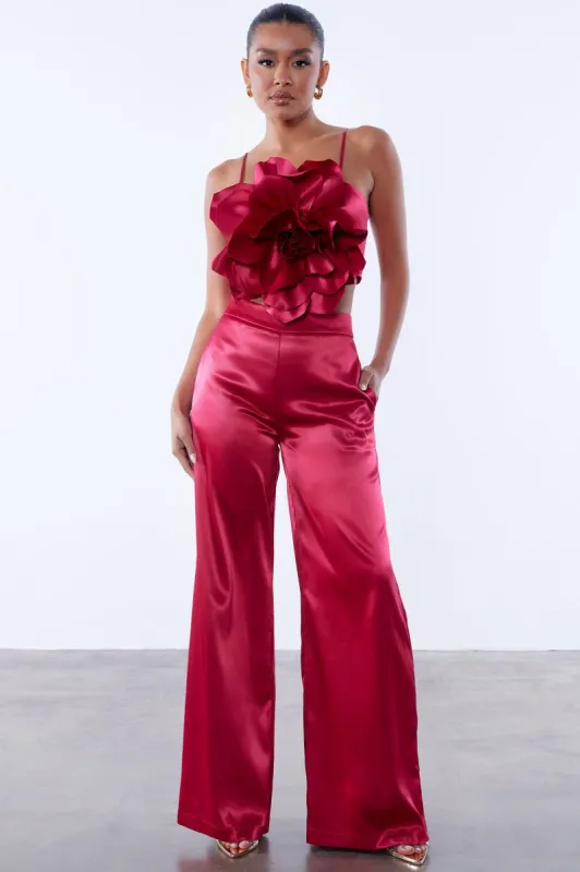 Rosalia Flower Pant Set - Wine sold by Fashion Nova