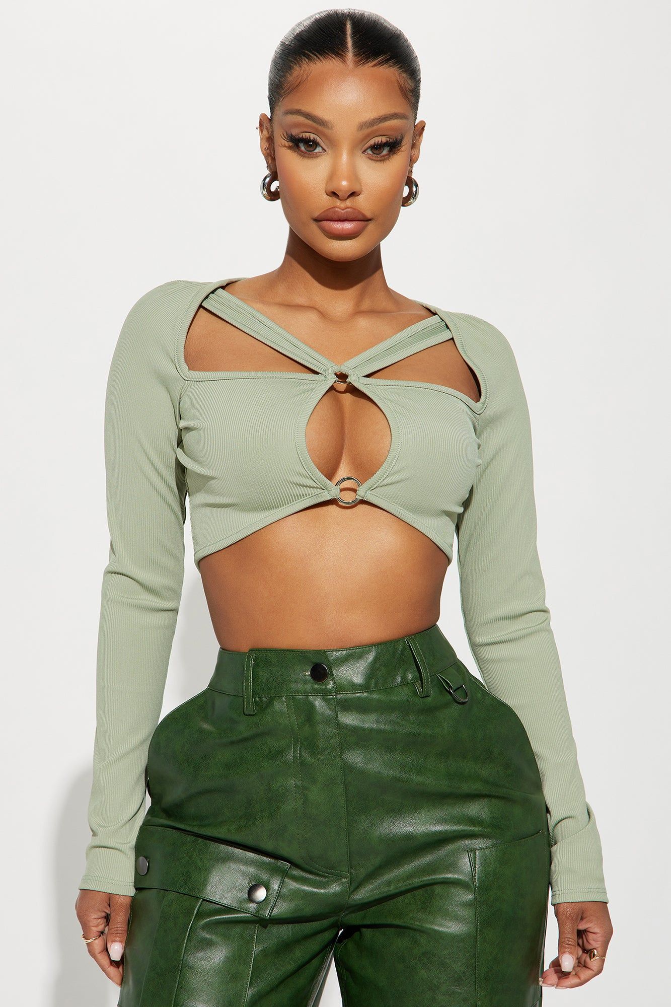 On My Love Cut Out Top - Sage sold by Fashion Nova