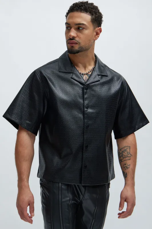 Prospect Faux Leather Shirt - Black sold by Fashion Nova