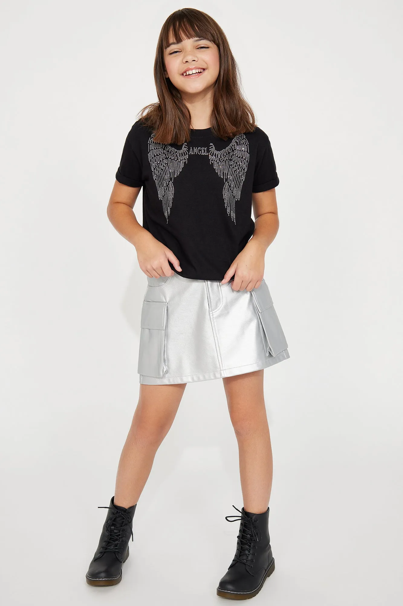 Mini Angel Wings Rhinestone Tee - Black sold by Fashion Nova product image thumbnail 3