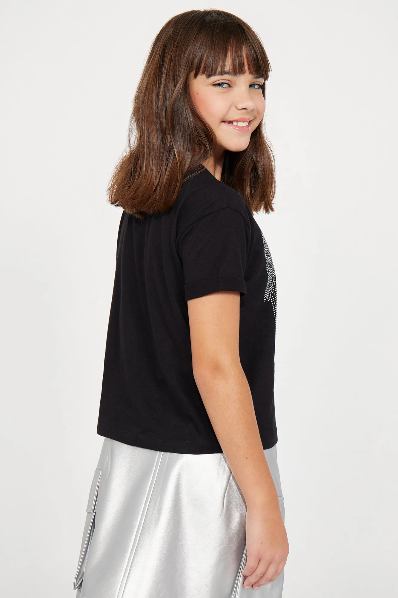 Mini Angel Wings Rhinestone Tee - Black sold by Fashion Nova product image thumbnail 4