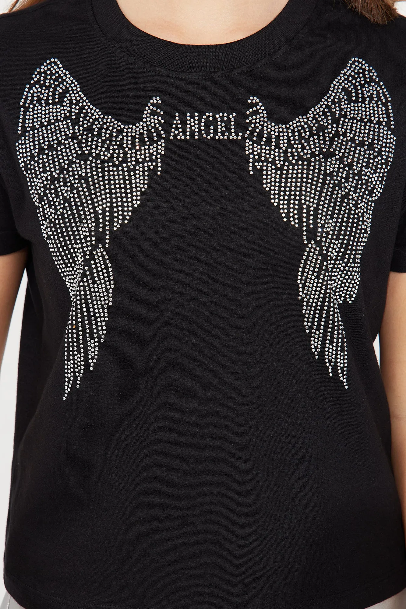 Mini Angel Wings Rhinestone Tee - Black sold by Fashion Nova product image thumbnail 2