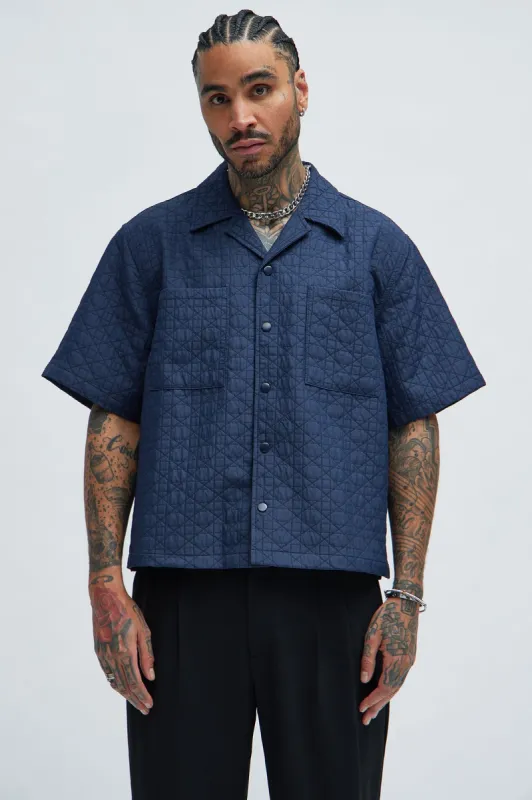 Harris Jacquard Shirt - Navy sold by Fashion Nova