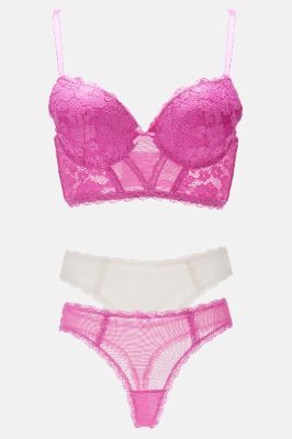 Switch Up On Me Bra and 2 Panty Set - Fuchsia/combo sold by Fashion Nova
