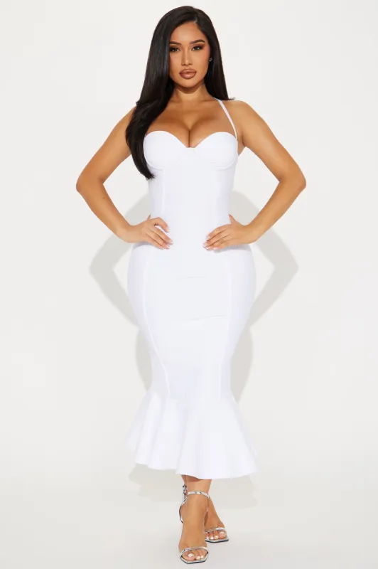 Speak The Truth Bandage Midi Dress - White sold by Fashion Nova