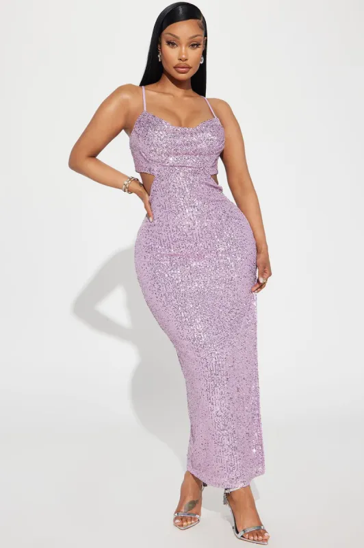 Kiera Sequin Maxi Dress - Lavender sold by Fashion Nova