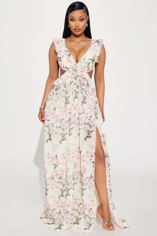 Clara Floral Maxi Dress - Cream/combo sold by Fashion Nova
