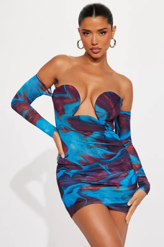 Dreamscape Mesh Micro Mini Dress - Blue/combo sold by Fashion Nova