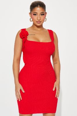 Kendall Sweater Mini Dress - Red sold by Fashion Nova