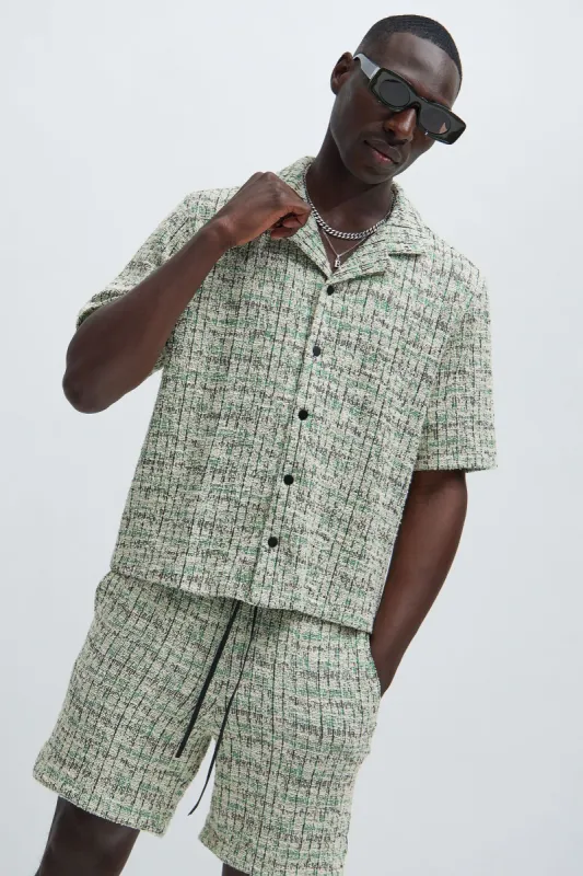 Maddox Textured Shirt - Green/combo sold by Fashion Nova