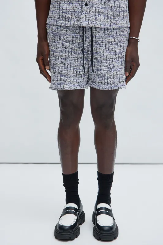 Maddox Textured Shorts - Blue/combo sold by Fashion Nova