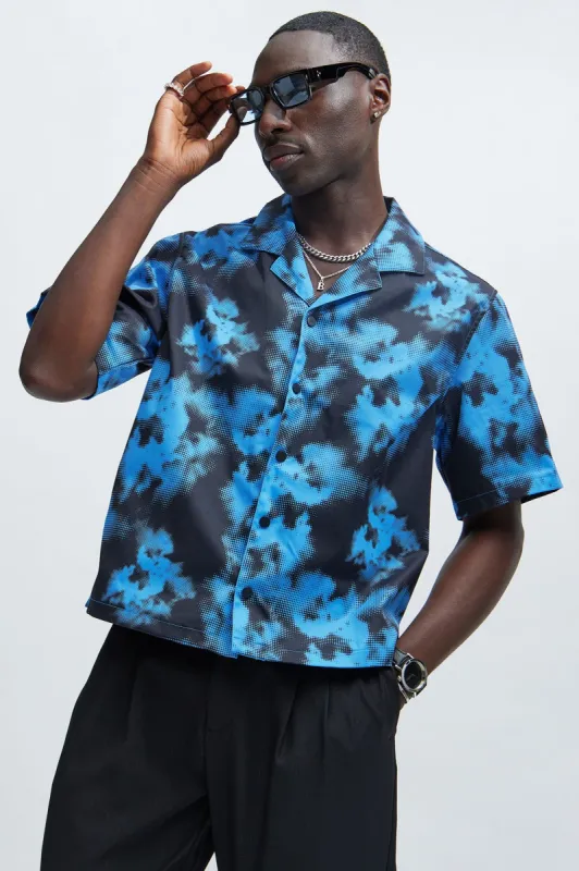 Blue Flame Shirt - Blue/combo sold by Fashion Nova