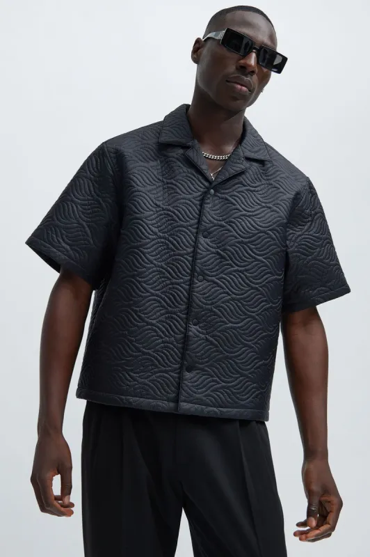 Java Quilted Nylon Shirt - Black sold by Fashion Nova