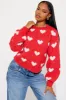 Full Of Love Heart Sweater - Red/combo sold by Fashion Nova