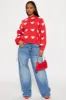 Full Of Love Heart Sweater - Red/combo sold by Fashion Nova