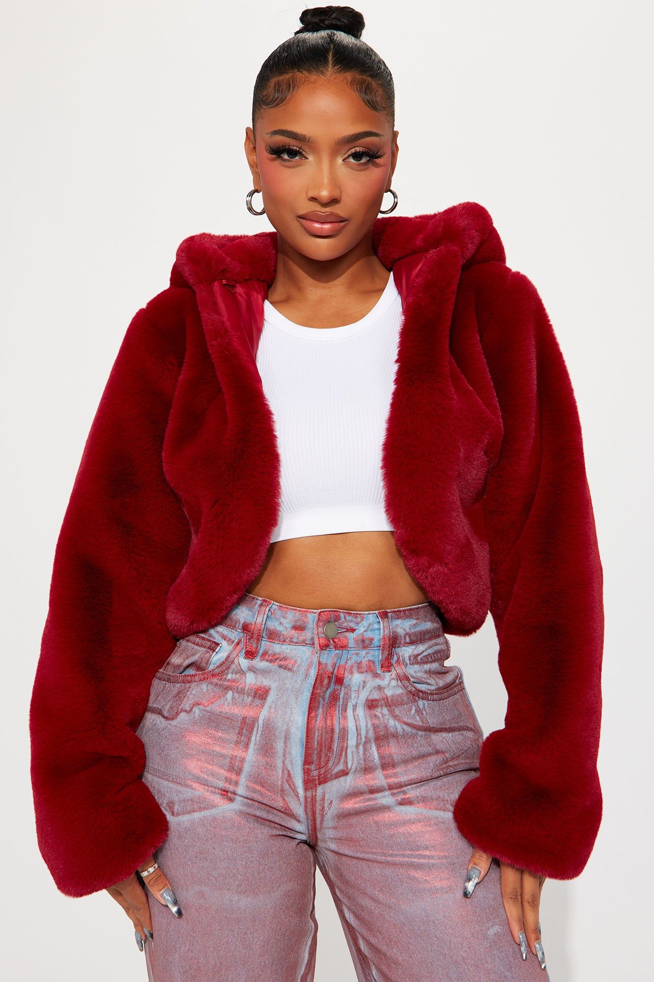 Cuddle Time Faux Fur Coat - Red sold by Fashion Nova