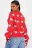 Full Of Love Heart Sweater - Red/combo sold by Fashion Nova