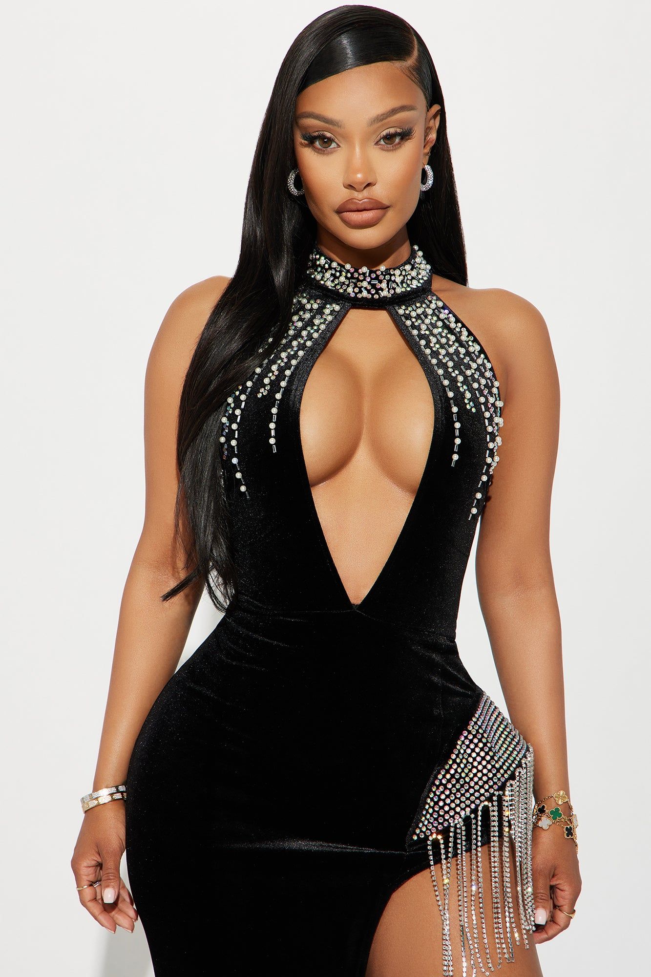 Aubriella Embellished Velvet Gown - Black sold by Fashion Nova product image thumbnail 2