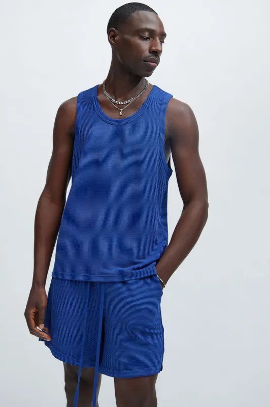 Zyler Textured Tank Top - Blue sold by Fashion Nova