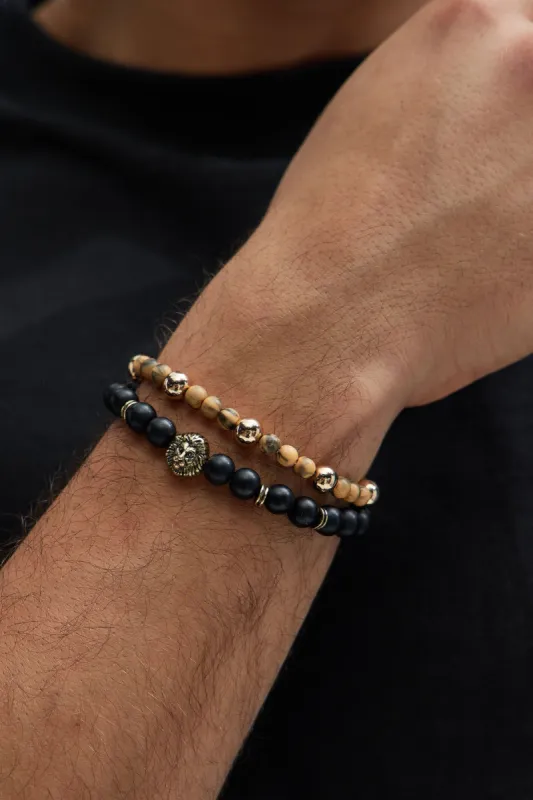 Tunnel Vision Bracelet Set - Gold/Black sold by Fashion Nova