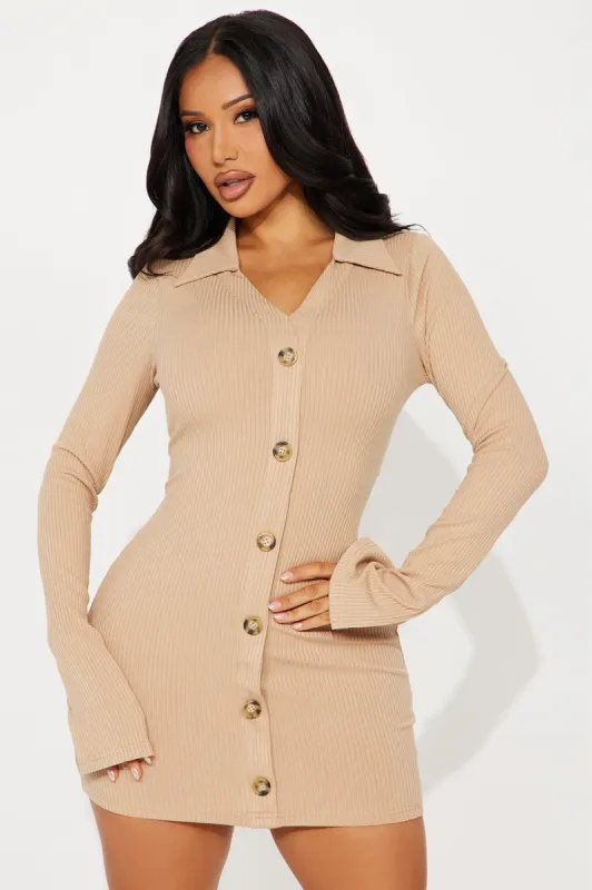 Work From Home Mini Dress - Taupe sold by Fashion Nova