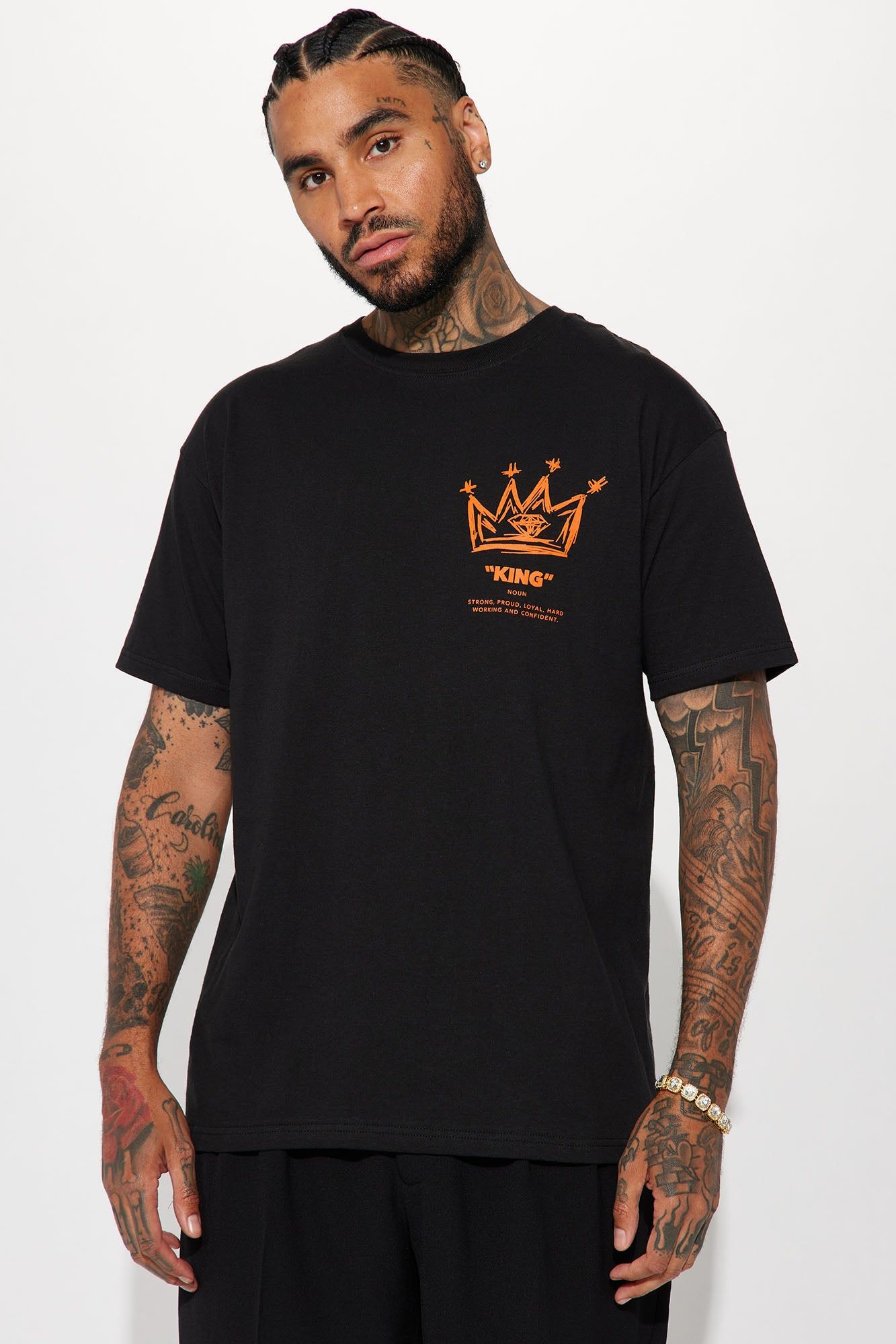 King Definition Short Sleeve Tee - Black sold by Fashion Nova