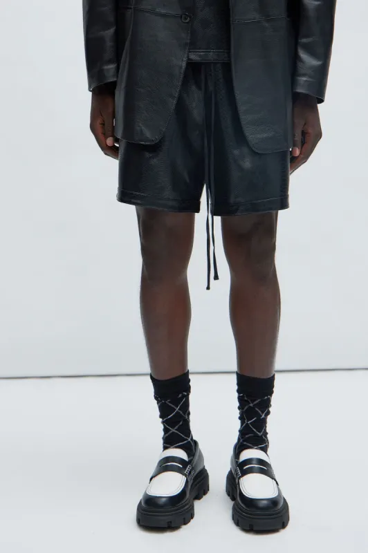Sawyer Faux Python Shorts - Black sold by Fashion Nova