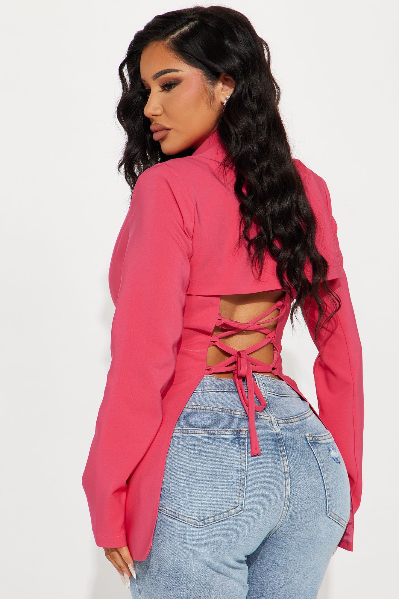 Can't Back Out Now Blazer - Fuchsia sold by Fashion Nova product image thumbnail 3