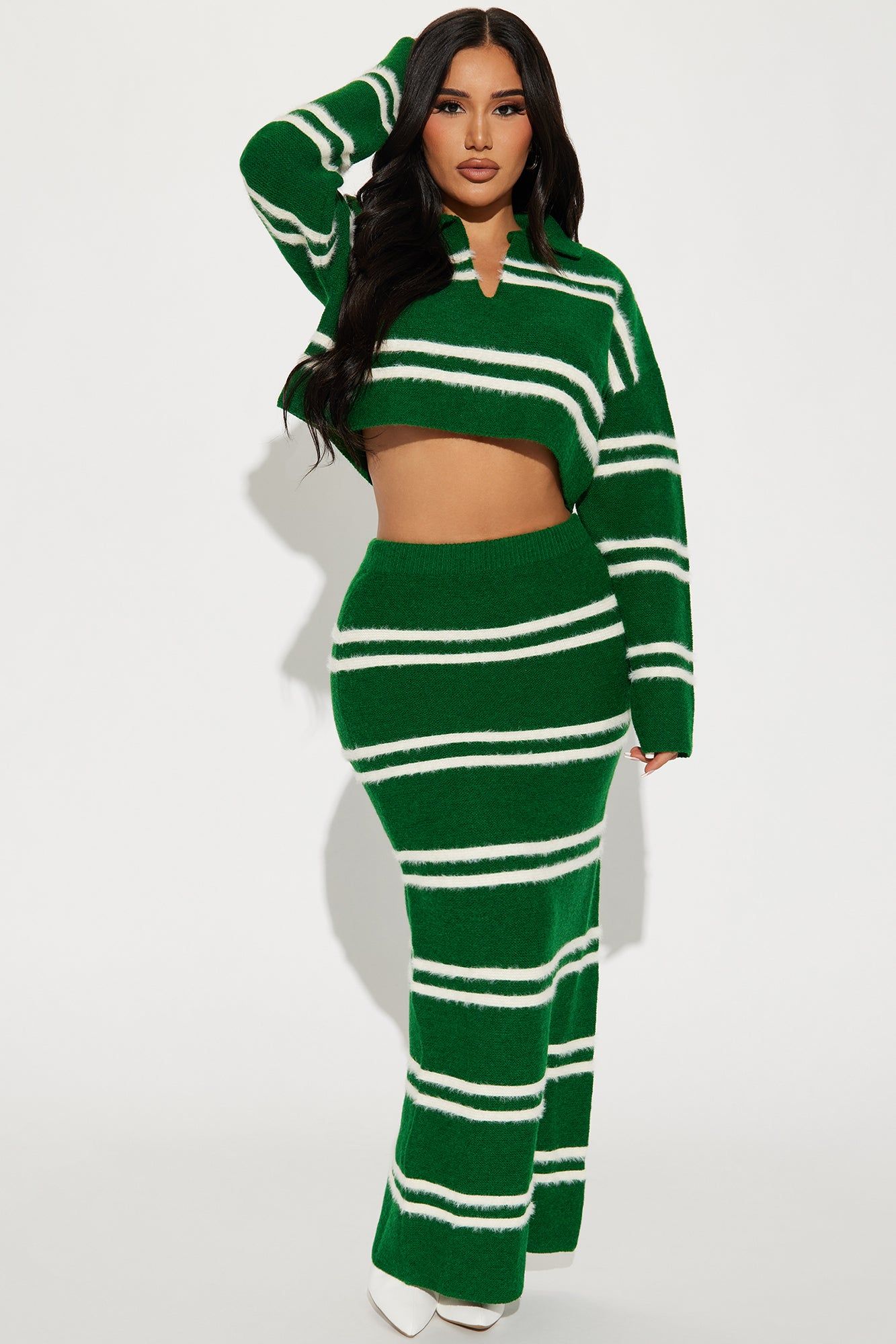 Making Plans Sweater Skirt Set - Green sold by Fashion Nova
