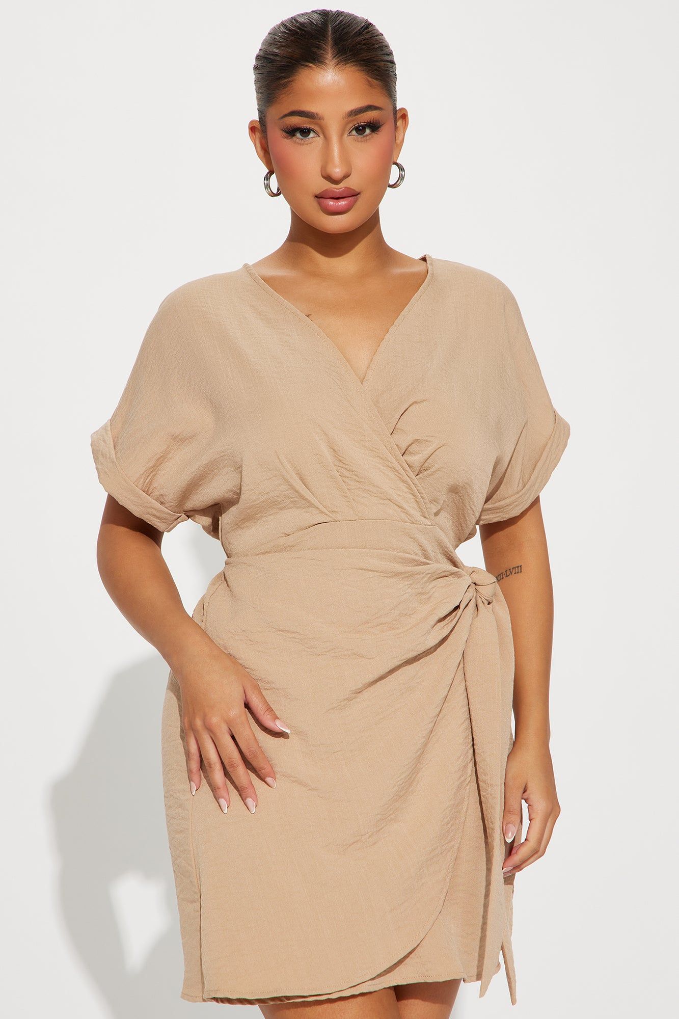 Heather Draped Mini Dress - Taupe sold by Fashion Nova product image thumbnail 2
