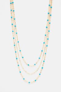 Azulik Layered Necklace - Gold/Blue sold by Fashion Nova