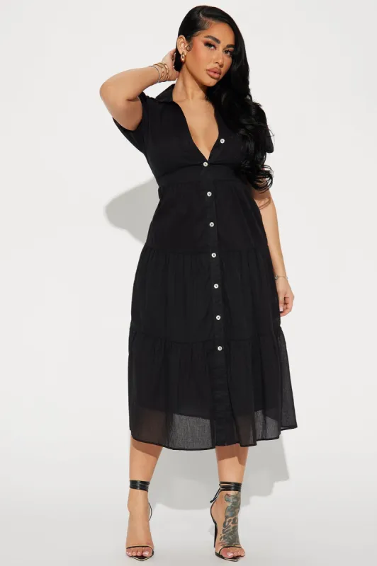 Stella Midi Dress - Black sold by Fashion Nova