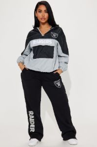 Bring Home The Win Raiders Windbreaker  - Black/combo sold by Fashion Nova
