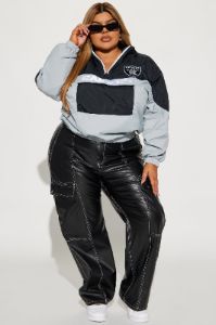 Bring Home The Win Raiders Windbreaker  - Black/combo sold by Fashion Nova