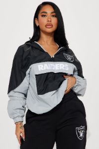 Bring Home The Win Raiders Windbreaker  - Black/combo sold by Fashion Nova