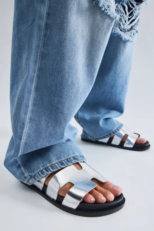 Shyann Casual Slides - Silver sold by Fashion Nova