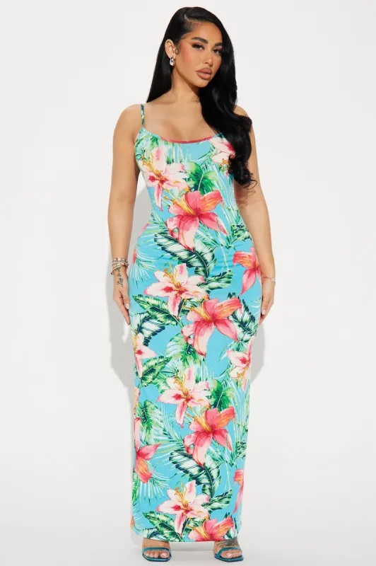 Gianna Tropical Maxi Dress - Blue sold by Fashion Nova