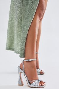 Layana Embellished Heeled Sandals - Silver sold by Fashion Nova
