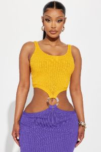 Julia Knit Mini Dress - Orange/combo sold by Fashion Nova