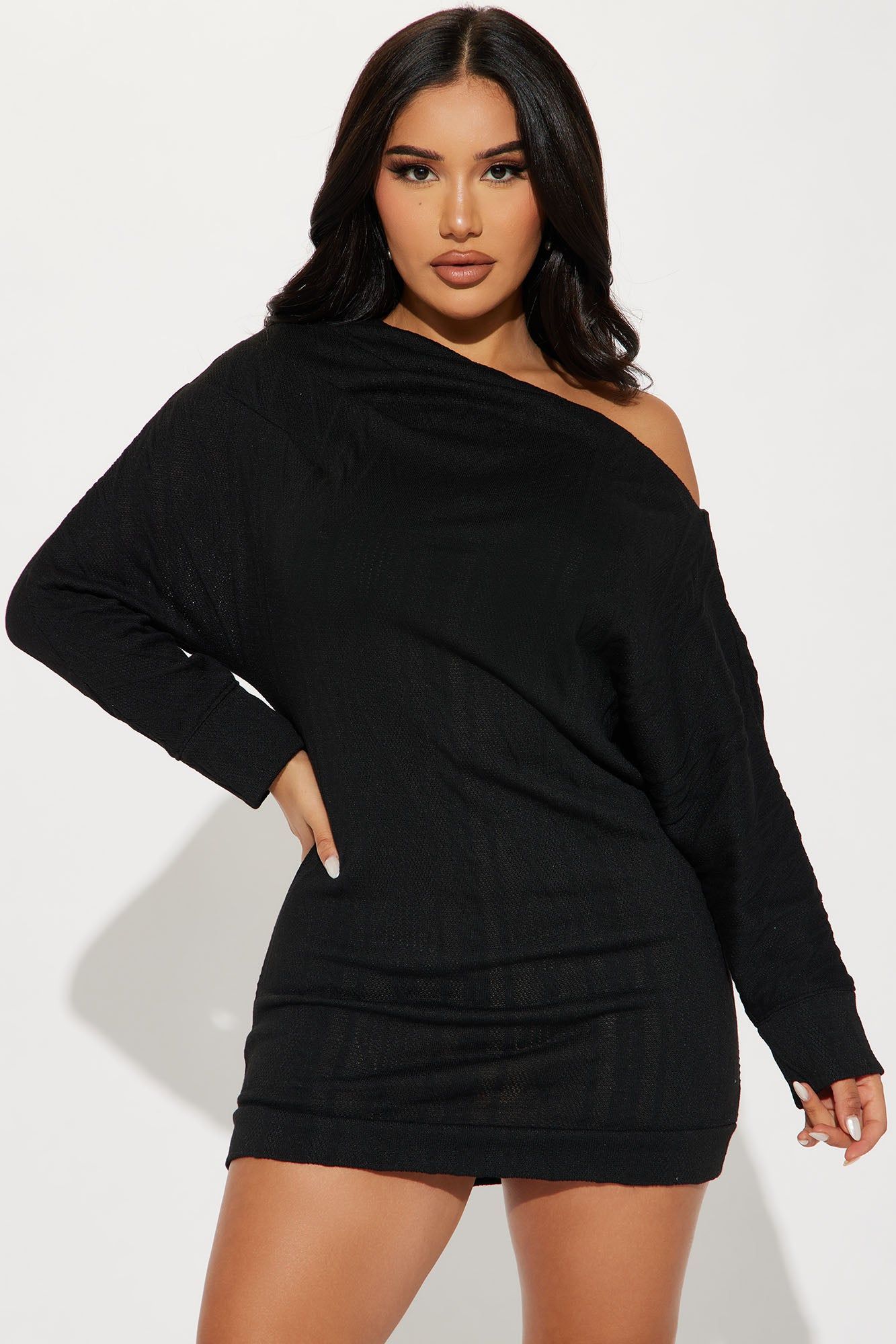 Ava Sweater Mini Dress - Black sold by Fashion Nova