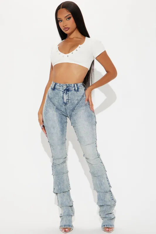Tall See Me High Rise Stacked Straight Leg Jeans - Vintage Wash sold by Fashion Nova