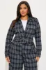 She's Bossy Blazer Pant Set - Navy/combo sold by Fashion Nova