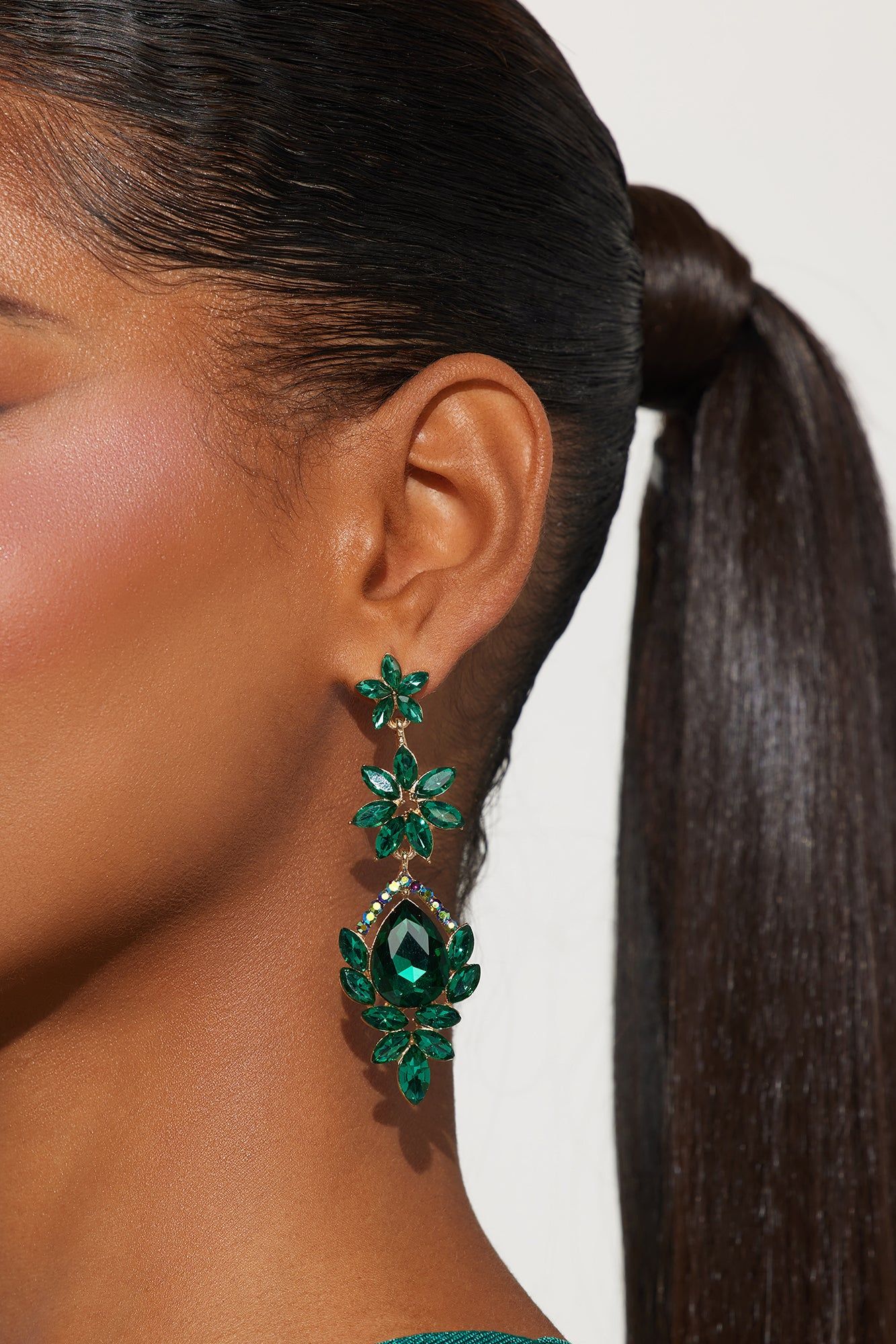 Never Normal Drop Earrings - Green sold by Fashion Nova